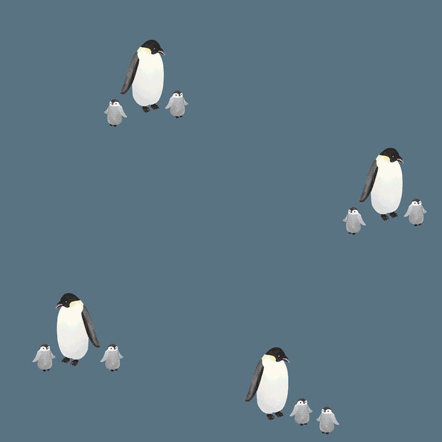 Felpa GOTS tela Pingüinos Índigo