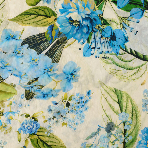 Viscose Poplin fabrik Blumen Hellblau