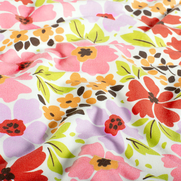 Jersey fabric Flowers Off White