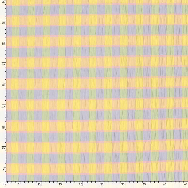 Seersucker fabric Checks Light Yellow