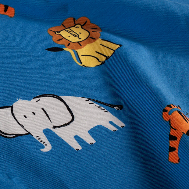 Cotton Jersey fabric Tigers Cobalt