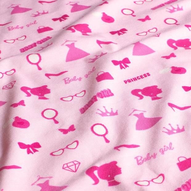 Cotton Jersey fabric Princesses Light Pink