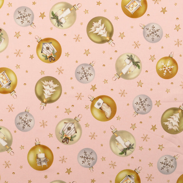 Algodón Popelina tela Navidad Rosa claro