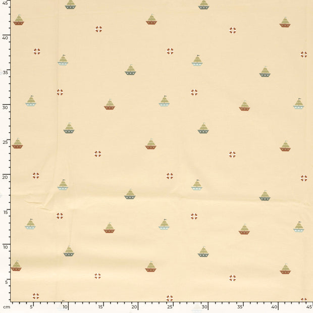 Jersey fabric Sailboats Beige