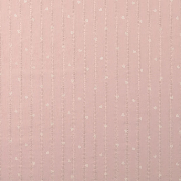 Voile fabric Hearts Pink
