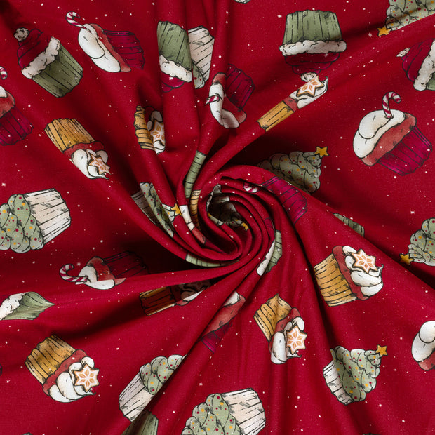 French Terry fabric Red printed 