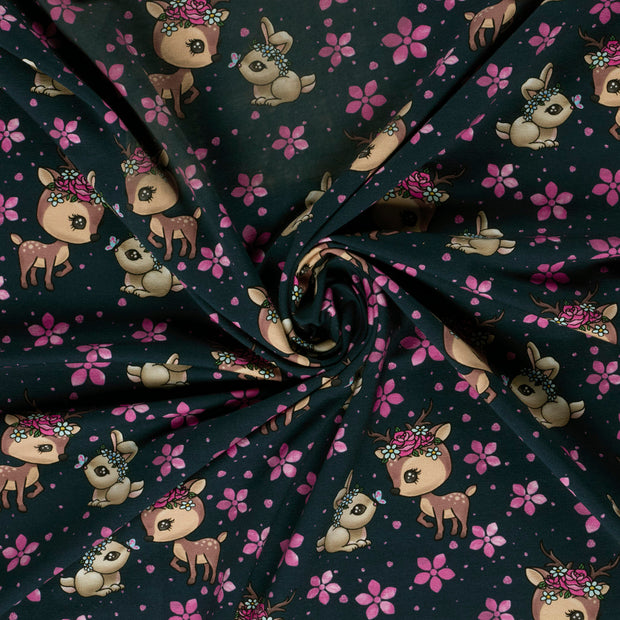 French Terry fabric Navy digital printed 