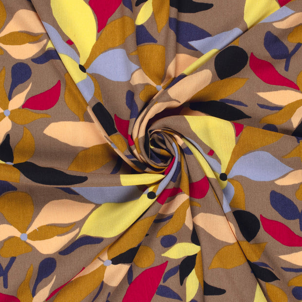 Borken Crepe fabric Taupe Grey printed 