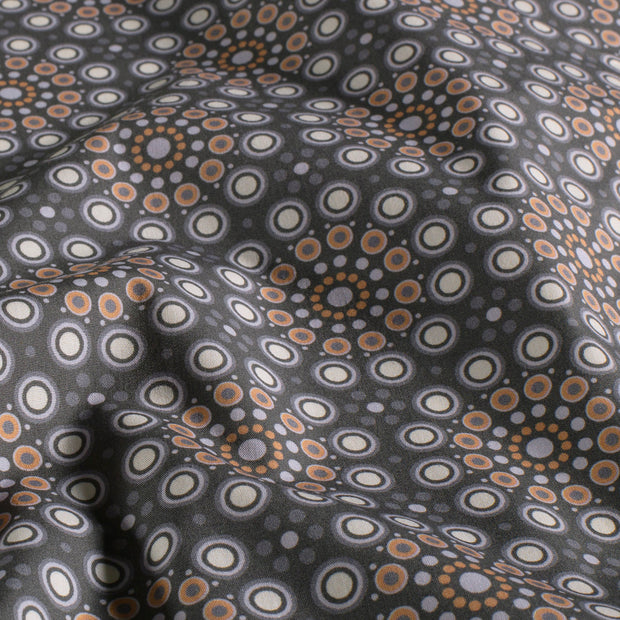 Cotton Poplin fabric Flowers Dark Grey