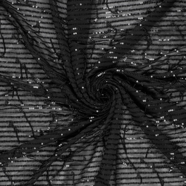 Maille tissu Noir Paillettes 