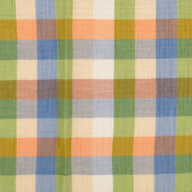 Muslin fabric Checks Baby Blue