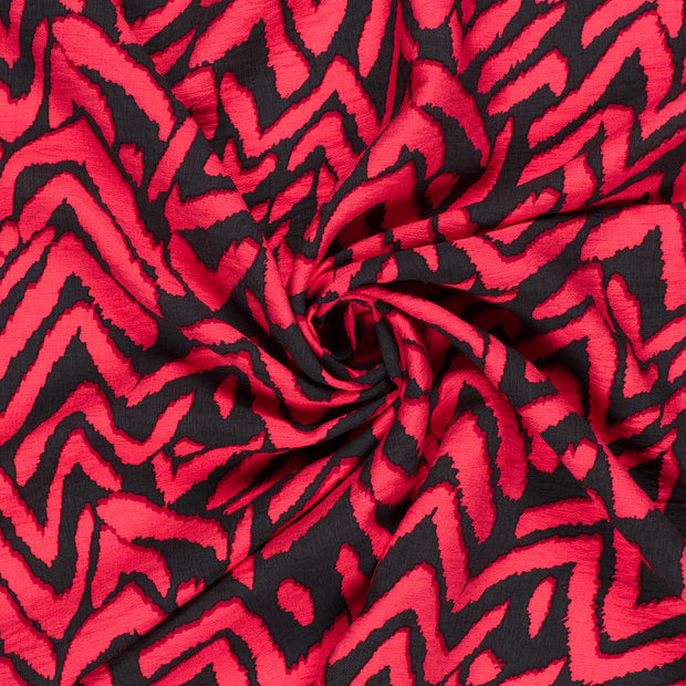 Viscose Nylon Ottoman stof Donker rood bedrukt 