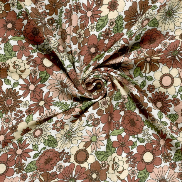 Muslin fabric Off White printed 
