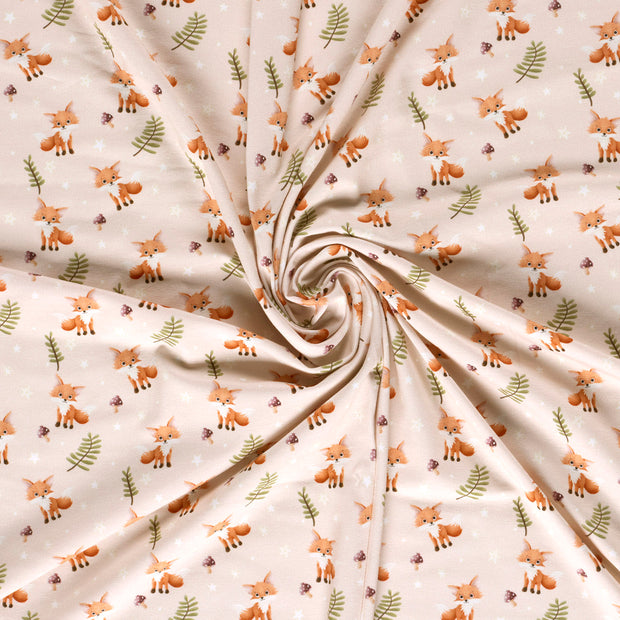 Jersey fabric Beige digital printed 