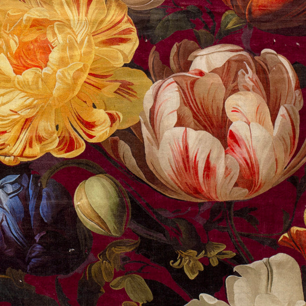 Velvet fabric Flowers Bordeaux