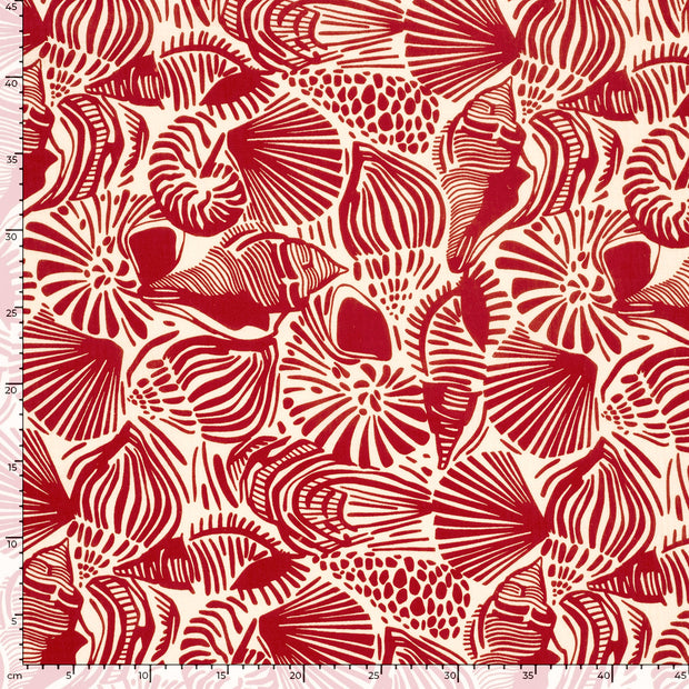 Muselina tela Abstracto Rojo