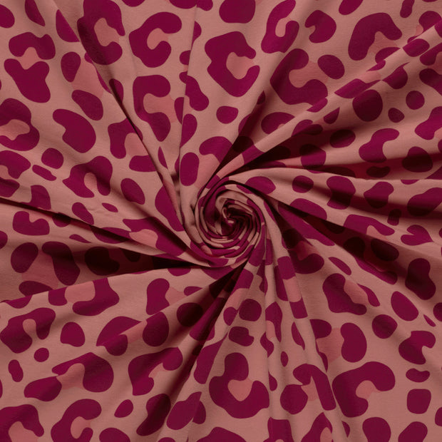 Jersey tissu Vieux rose imprimé 