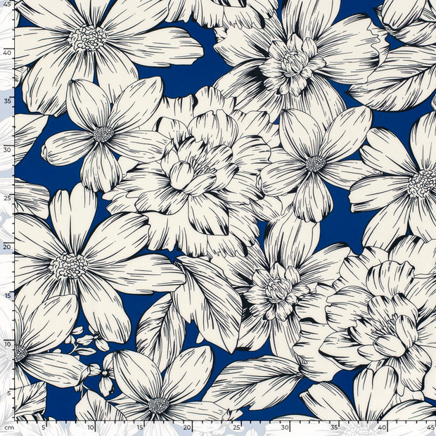 Twill Stretch fabrik Blumen Königsblau