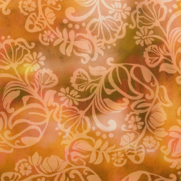 Voile fabric Flowers Orange