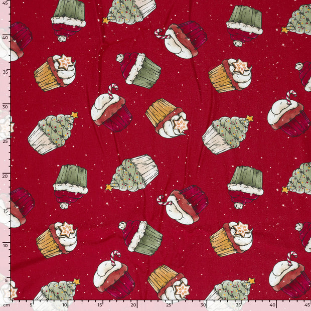 French Terry fabric Christmas Red