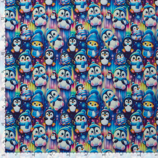 Softshell fabric Penguins Cobalt