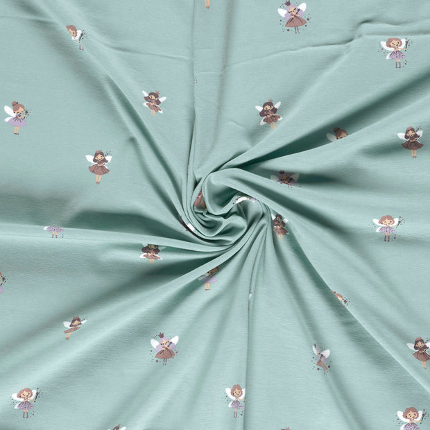 Jerséis tela Azul bebé estampado 