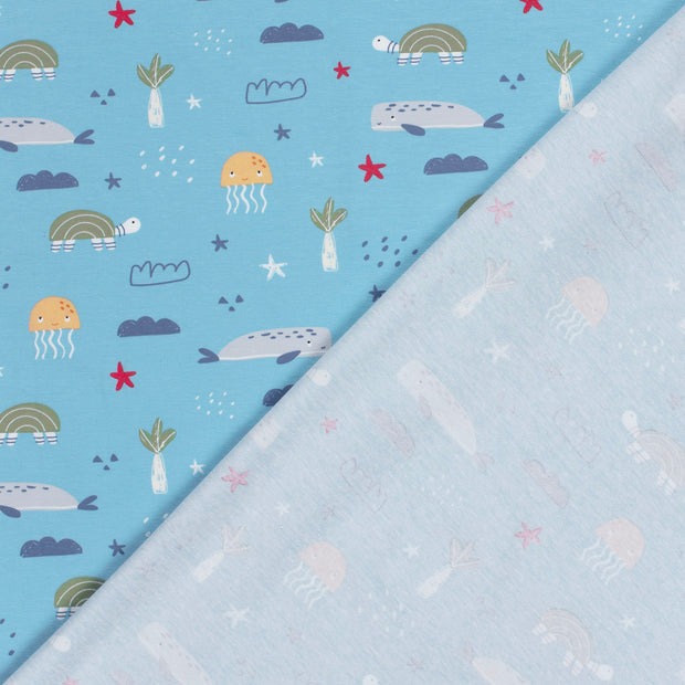 Cotton Jersey fabric Turtles printed 