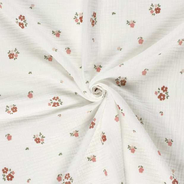 Mousseline stof Gebroken wit geverfd en geprint 