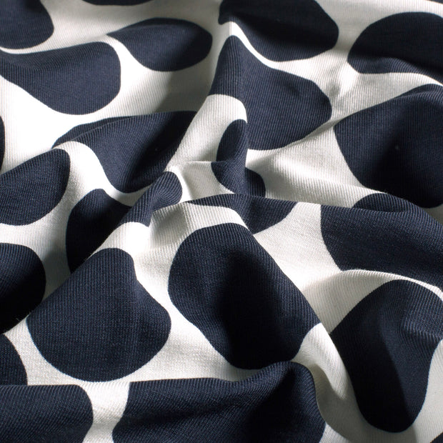 French Terry tissu pois Bleu Marine