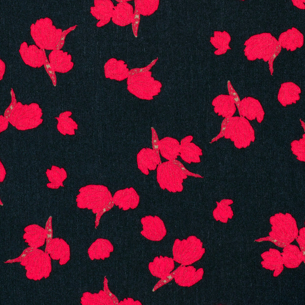 Borken Crepe fabric Flowers Navy
