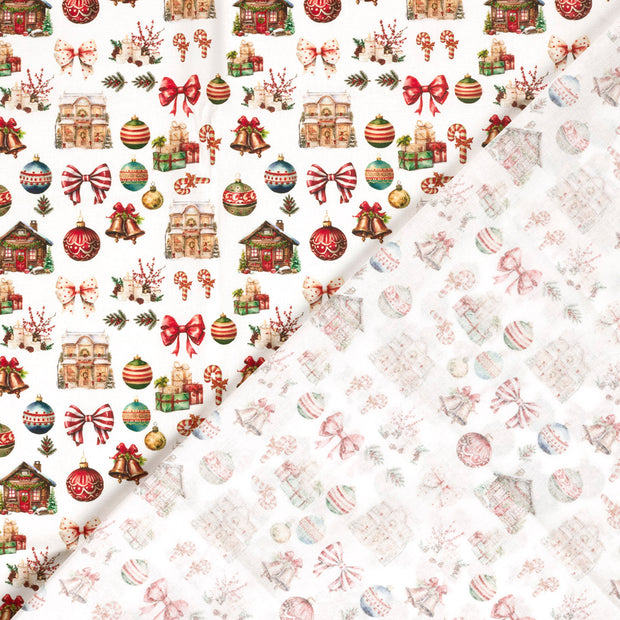 Cotton Poplin fabric Christmas digital printed 