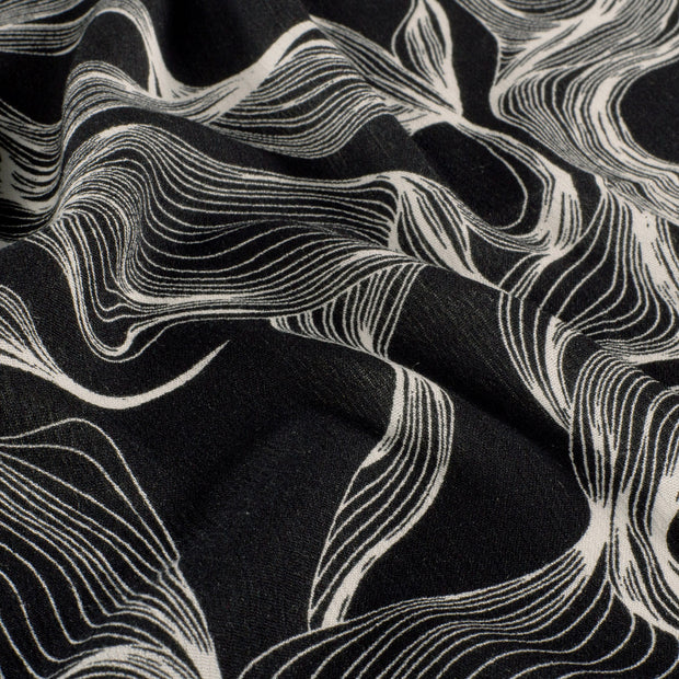 Borken Crepe fabric Abstract Black
