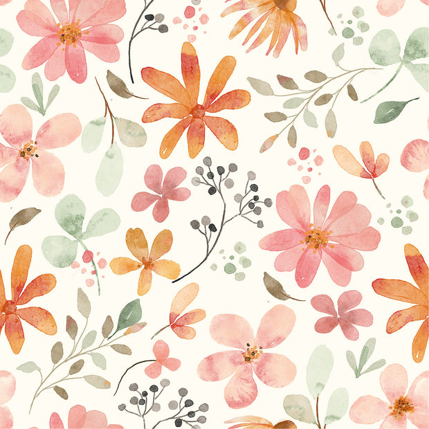 Aqua Protect (impermeable) tela Flores Blanco roto