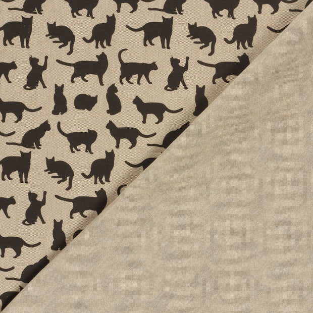 Aspecto lino tela Gatos estampación digital 