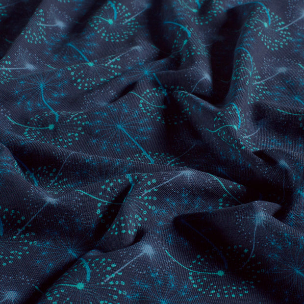 Jersey fabric Dandelions Navy