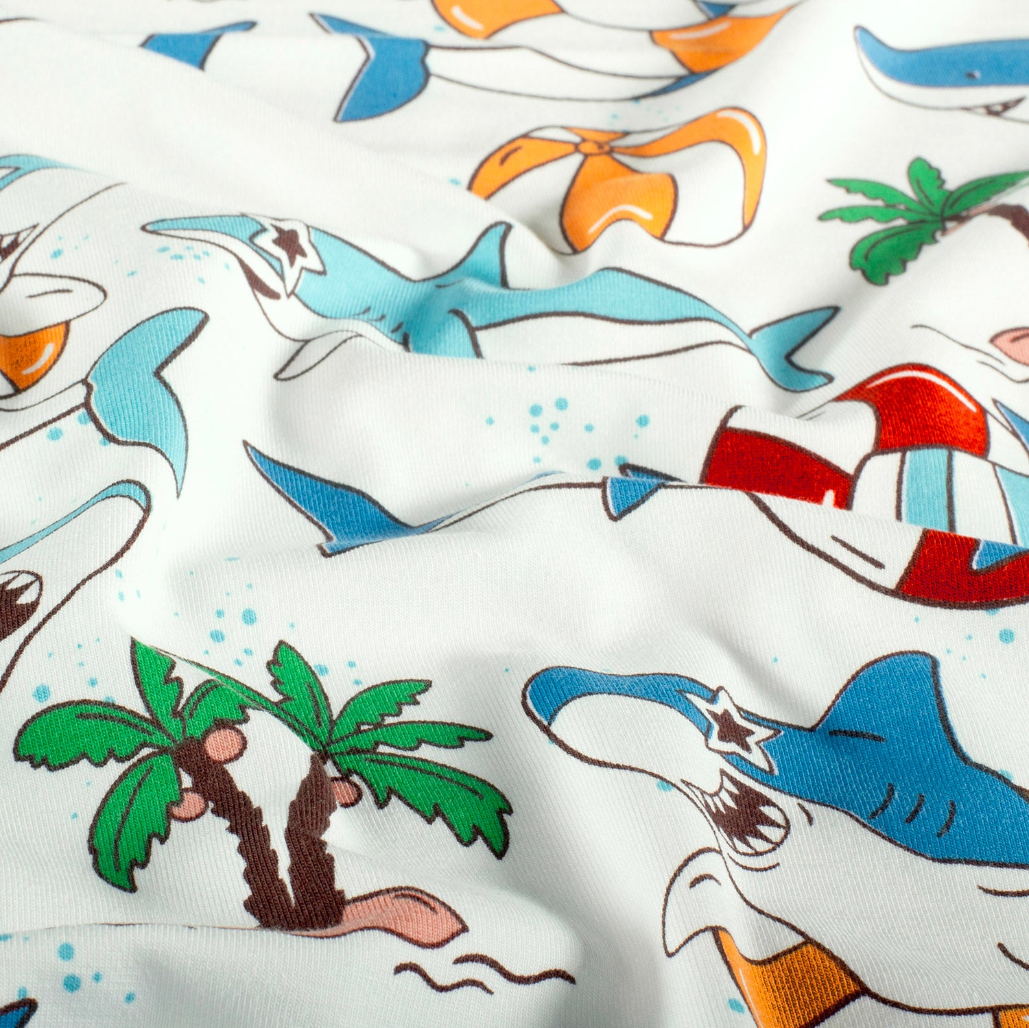 Jersey fabric Sharks Off White | Wholesale fabrics | Nooteboom Textiles