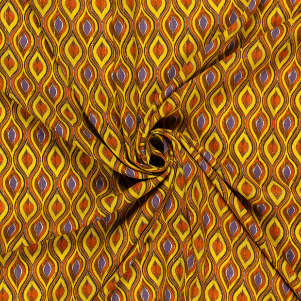 Borken Crepe fabric Yellow lurex printed 