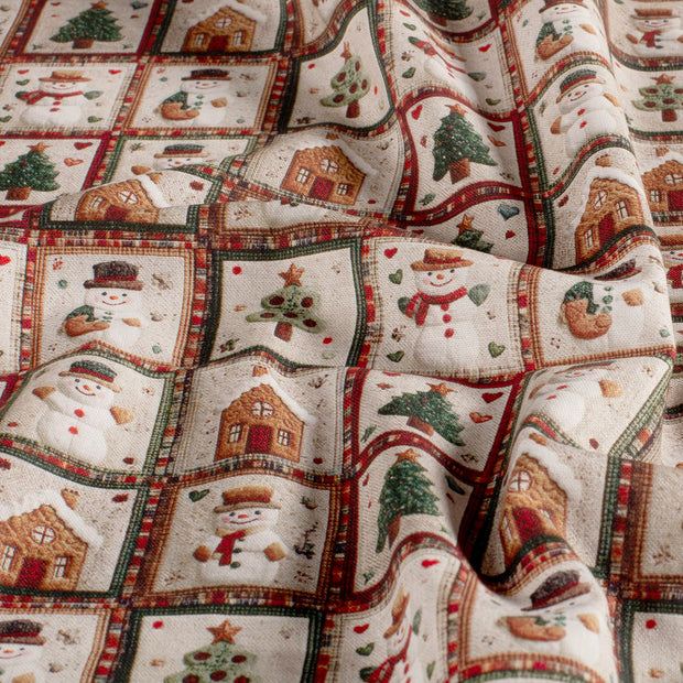 Popeline de Coton tissu Noël Blanc cassé