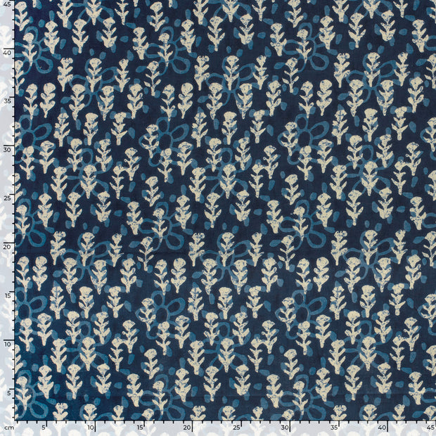 Voile fabric Abstract Indigo