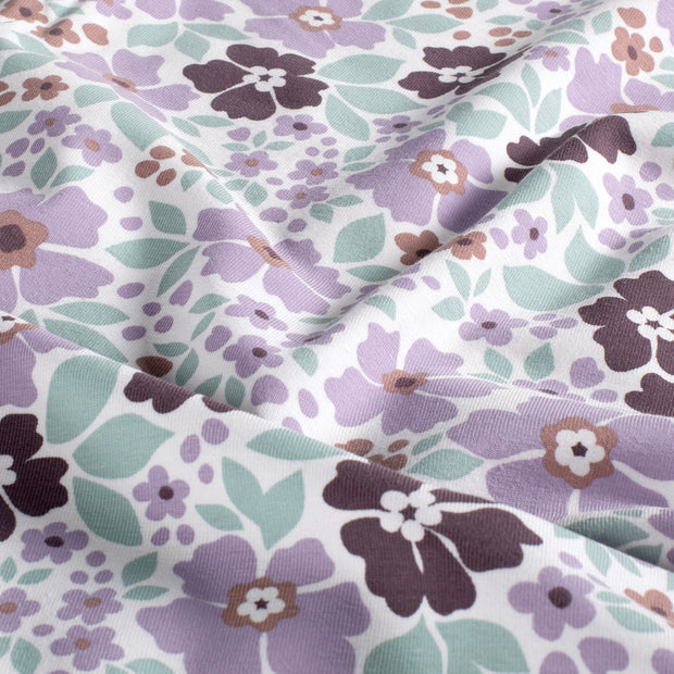 Jersey fabric Flowers Off White