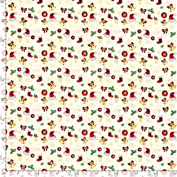 Algodón Popelina tela Ornamentos Blanco roto