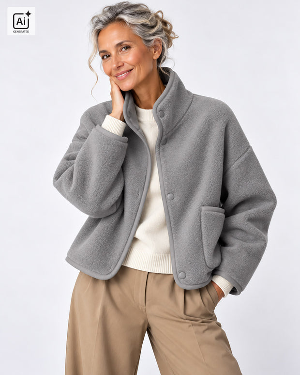 Fleece stof Melange Licht grijs