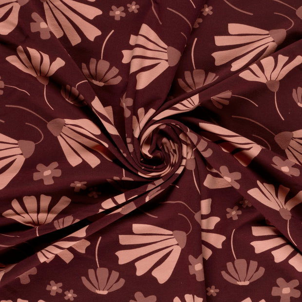 French Terry fabric Red brushed and digital printed 