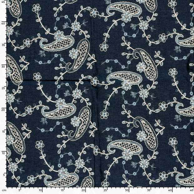 Denim fabric Paisley 