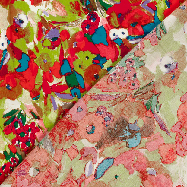 Satin de coton tissu fleurs imprimé 