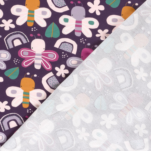 French Terry fabric Butterflies brushed and digital printed 