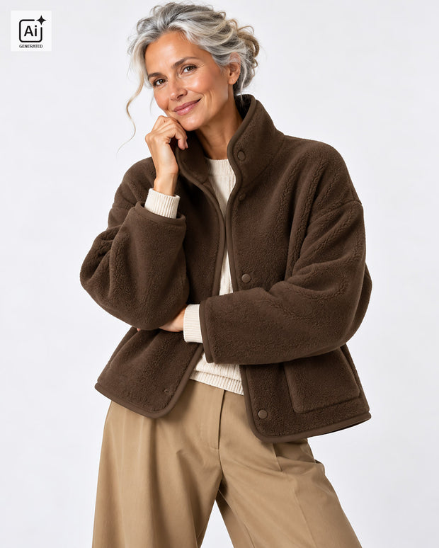 Fleece fabrik Melange Braun