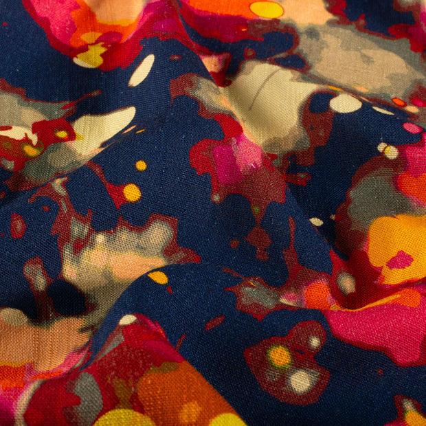 Geweven Viscose Linnen stof Abstract Marine