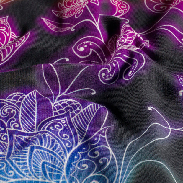 French Terry fabric Flowers Black