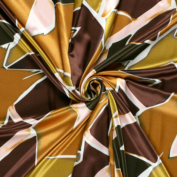 Satin fabric Dark Brown printed 